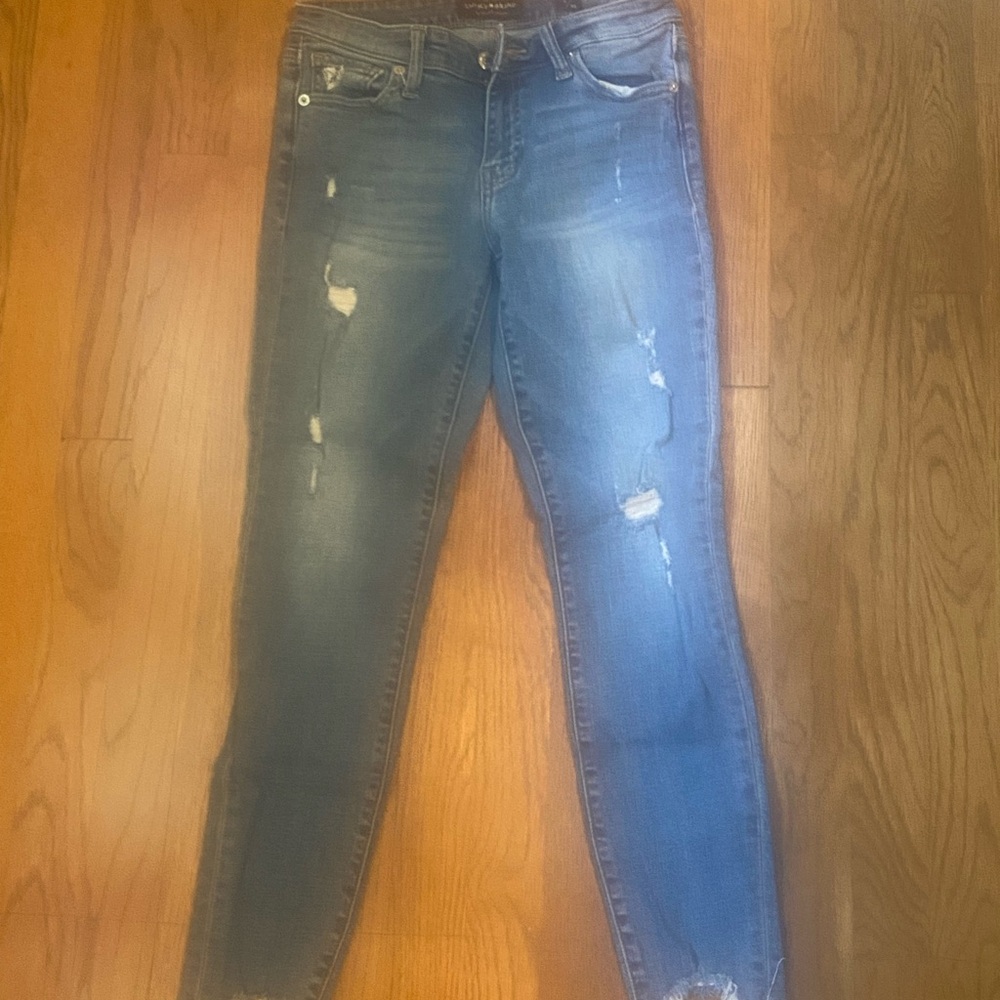 Lucky Brand Two-Tone Distressed Skinny Jeans